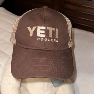 YETI OS Brown Tan Green YETI coolers Logo Front Mesh Trucker Cap